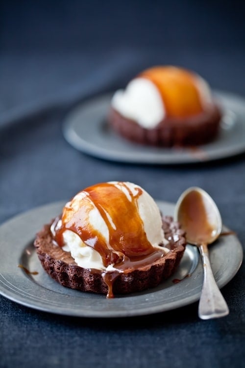 Dark Chocolate Brownies, Ginger Ice Cream & Salted Butter Caramel Sauce