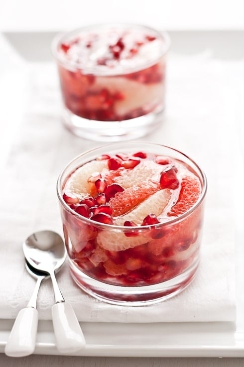 Grapefruit And  Pomegranate In White Tea Jelly