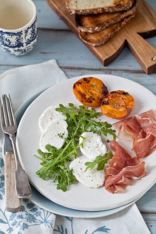 Grilled Apricots, Mozarella & Prosciutto Salad