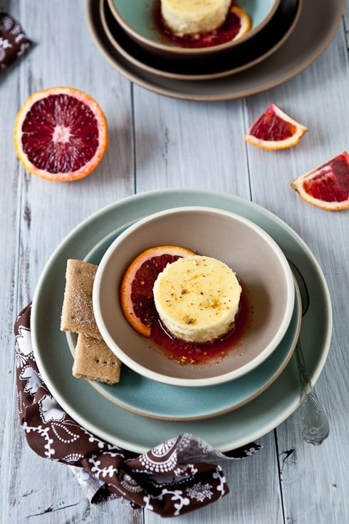 Lemon Goat Cheese Cheesecakes With Blood Orange Sauce