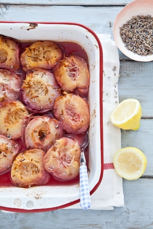 Roasted White Peaches With Lavender